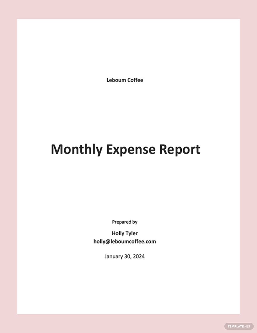 Editable Monthly Expense Report Template in Word, Google Docs, Google Sheets, Apple Pages