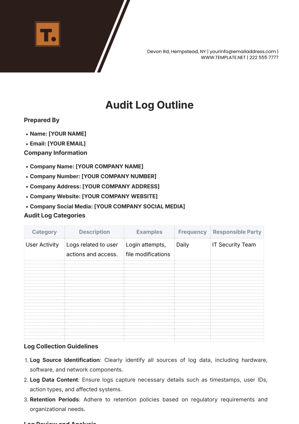 Free Audit Log Outline Template - Edit Online & Download | Template.net