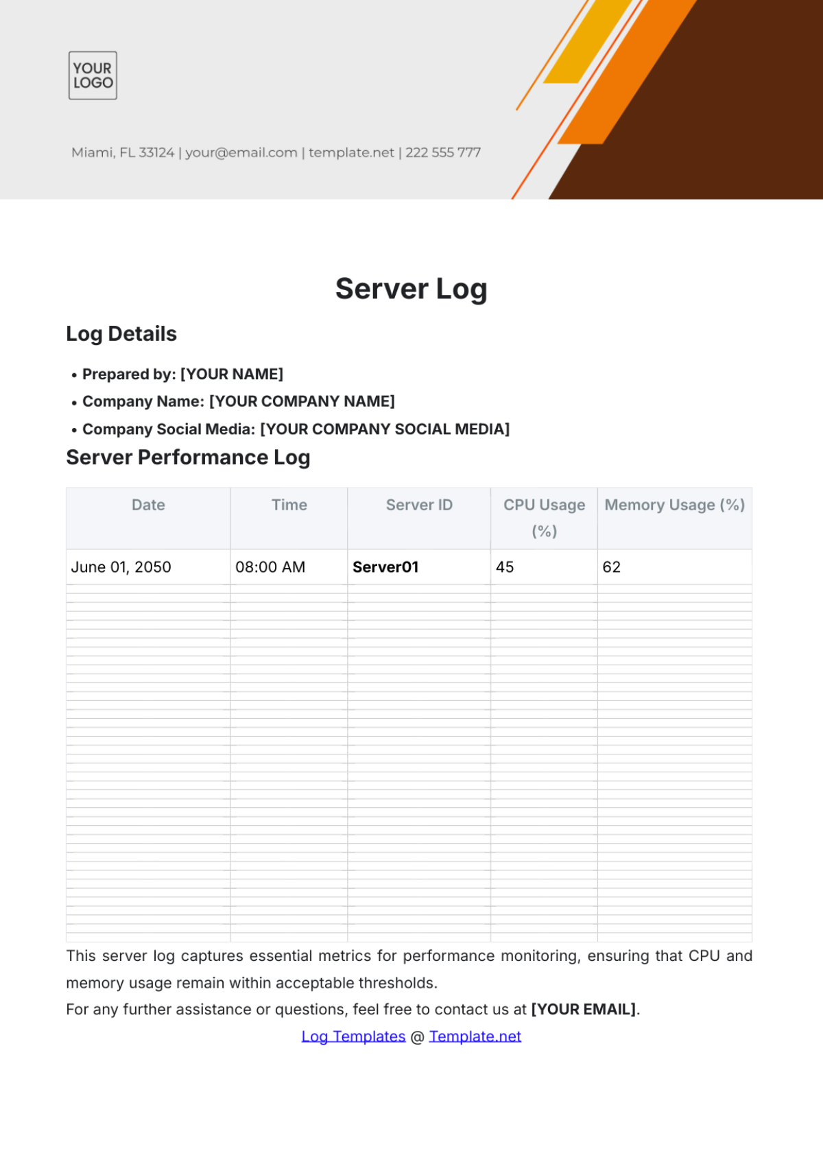 Free X Ray Log Template to Edit Online