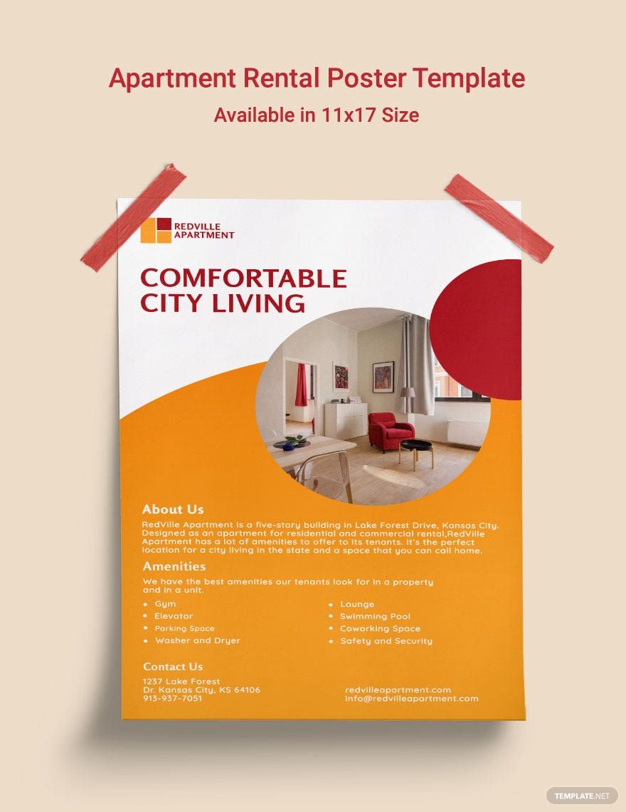 Free Apartment Rental Poster Template