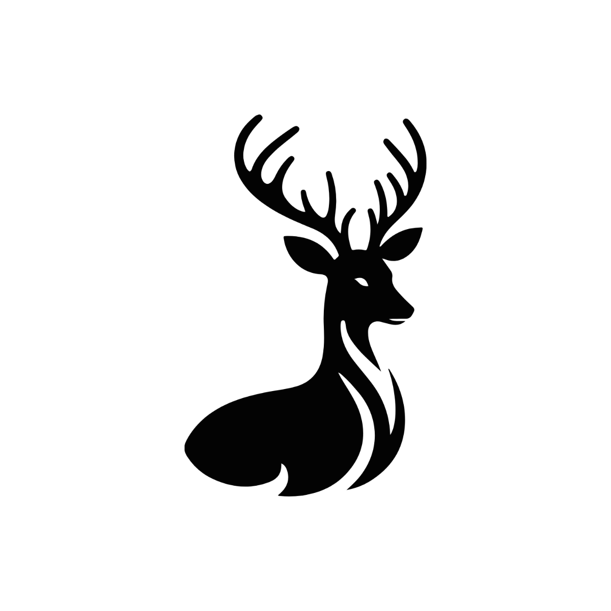 Black and White Deer Clipart