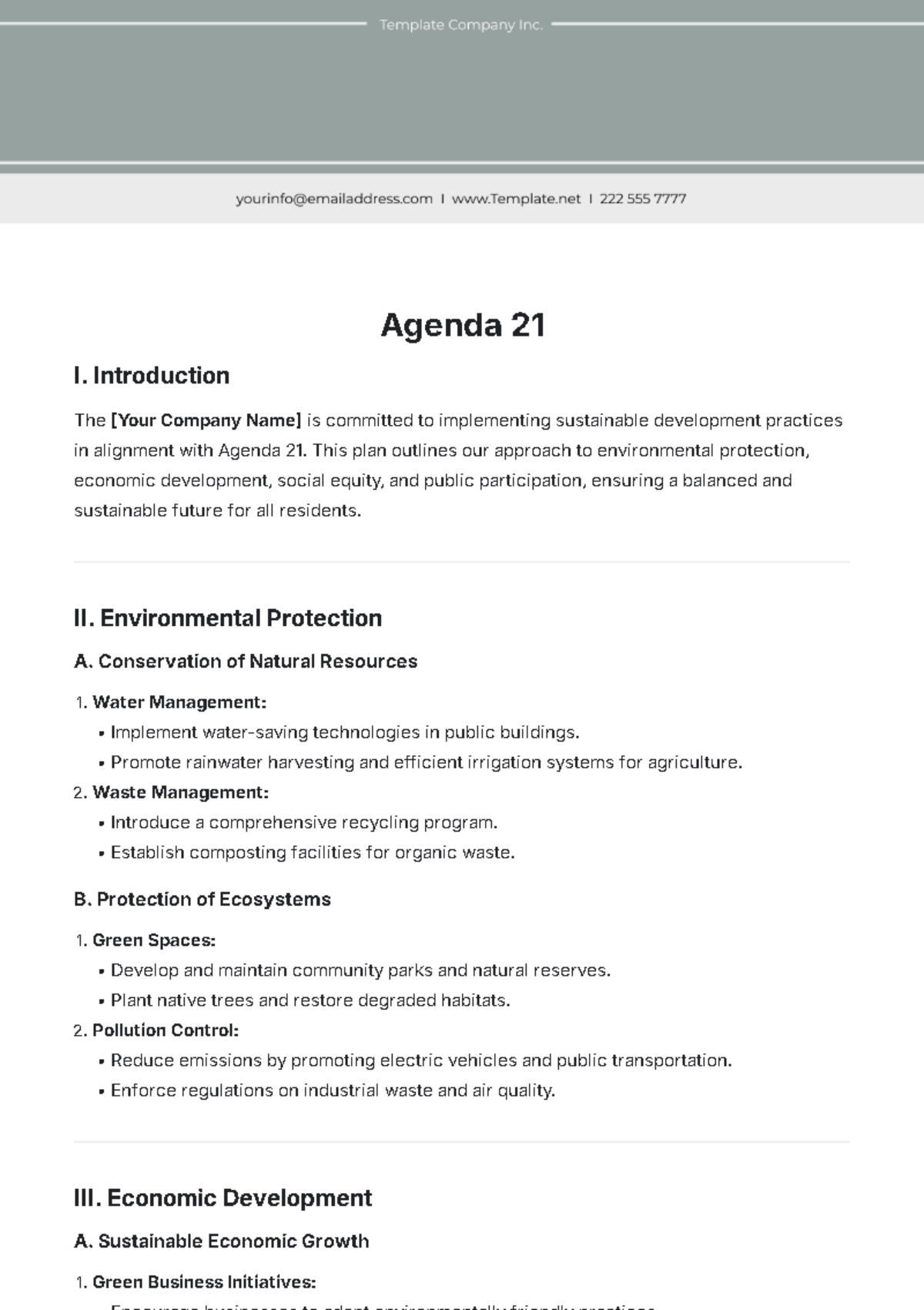 Agenda 21 Template