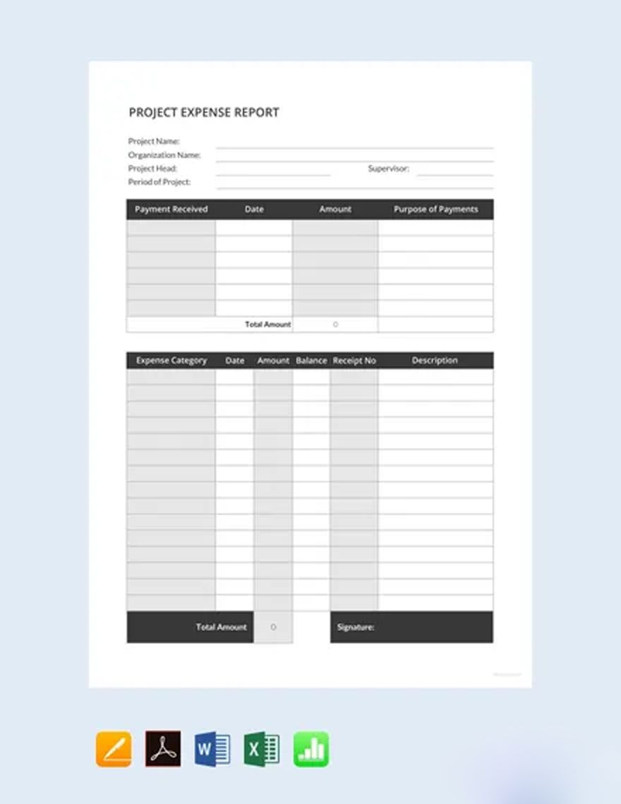 Simple Project Expense Report Template in Word, Google Docs, Google Sheets, Apple Pages