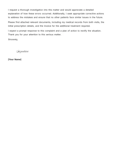 Free Medical Complaint Letter Template to Edit Online