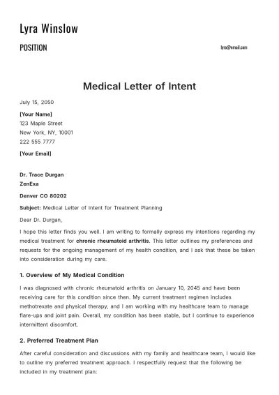Free Medical Letter of Intent Template to Edit Online