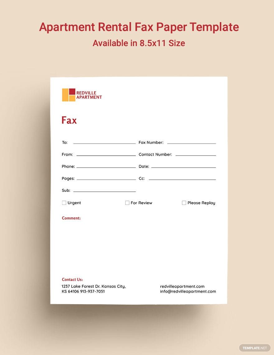 Apartment Rental Fax Paper Template