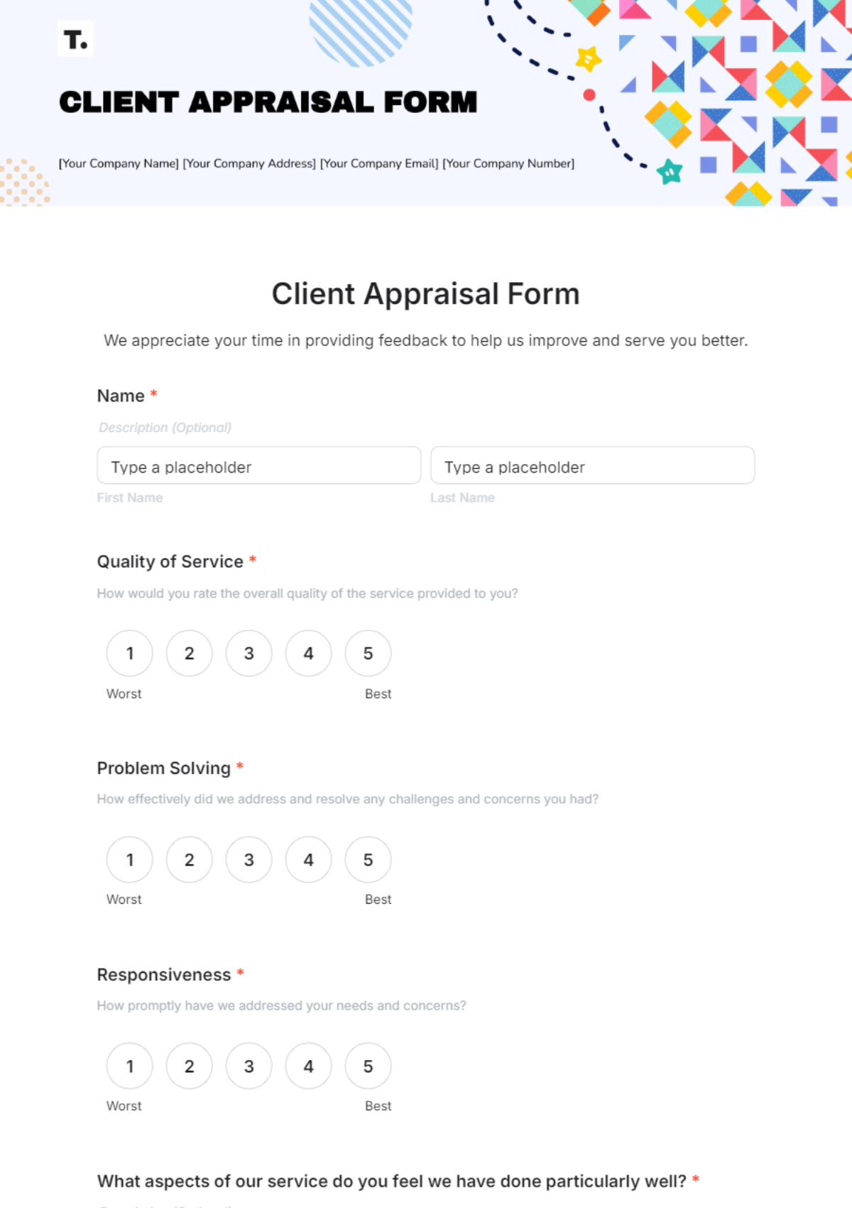 Free Client Appraisal Form Template