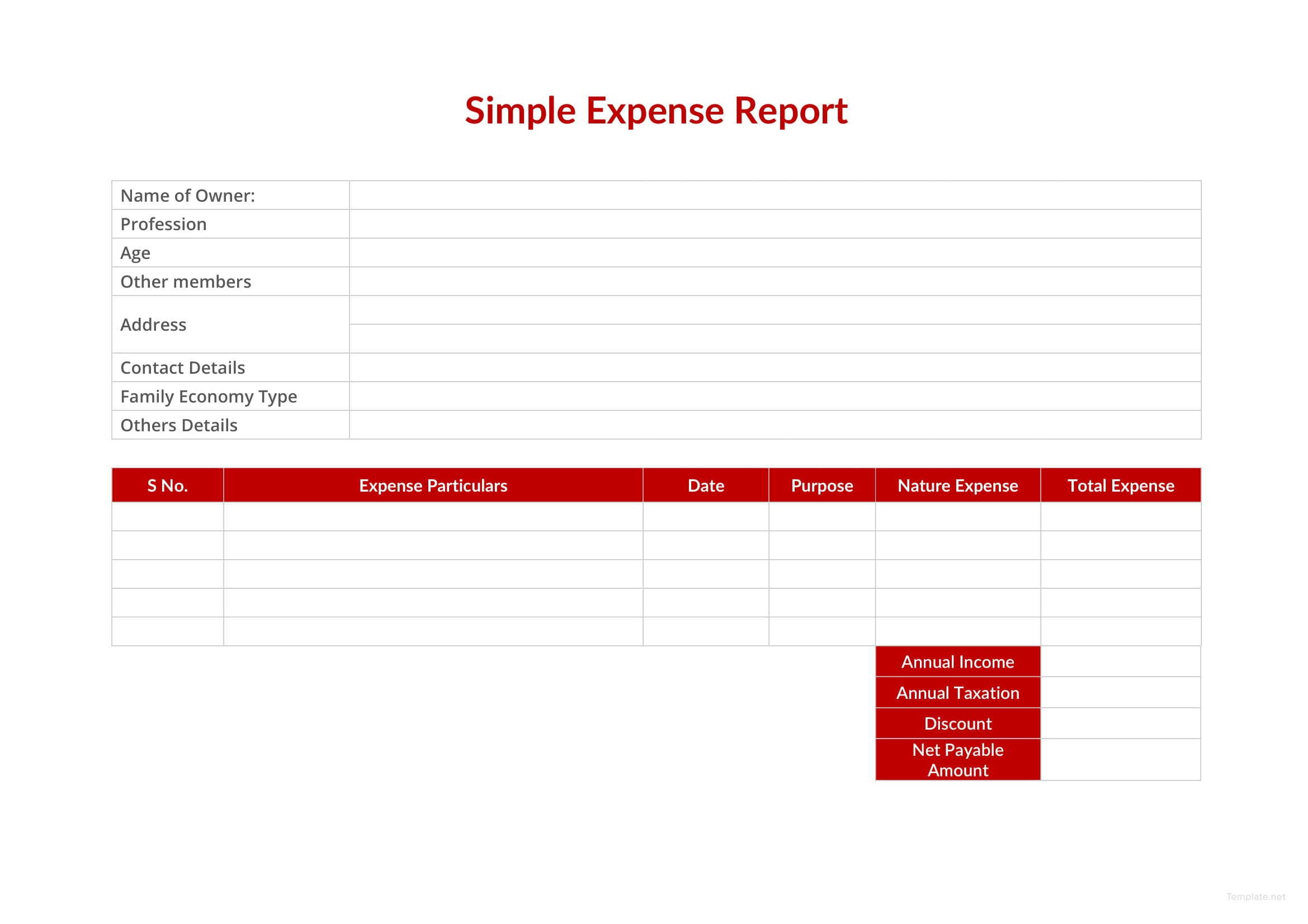 Simple Expense Report Template In Microsoft Word Excel Apple Pages Numbers PDF Template