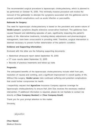 Free Medical Necessity Letter for Surgery Template to Edit Online