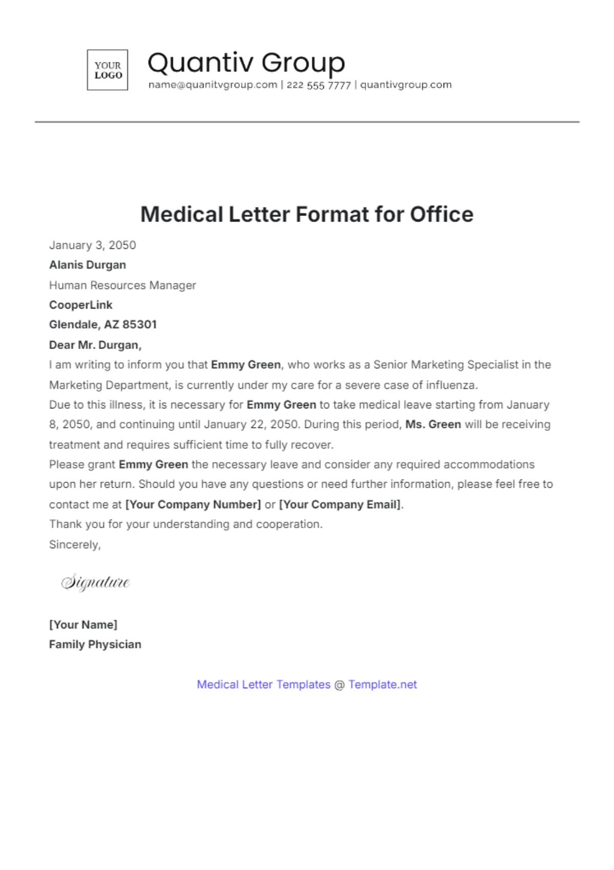 Medical Letter Format for Office Template