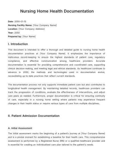 Free Nursing Home Health Documentation Template to Edit Online