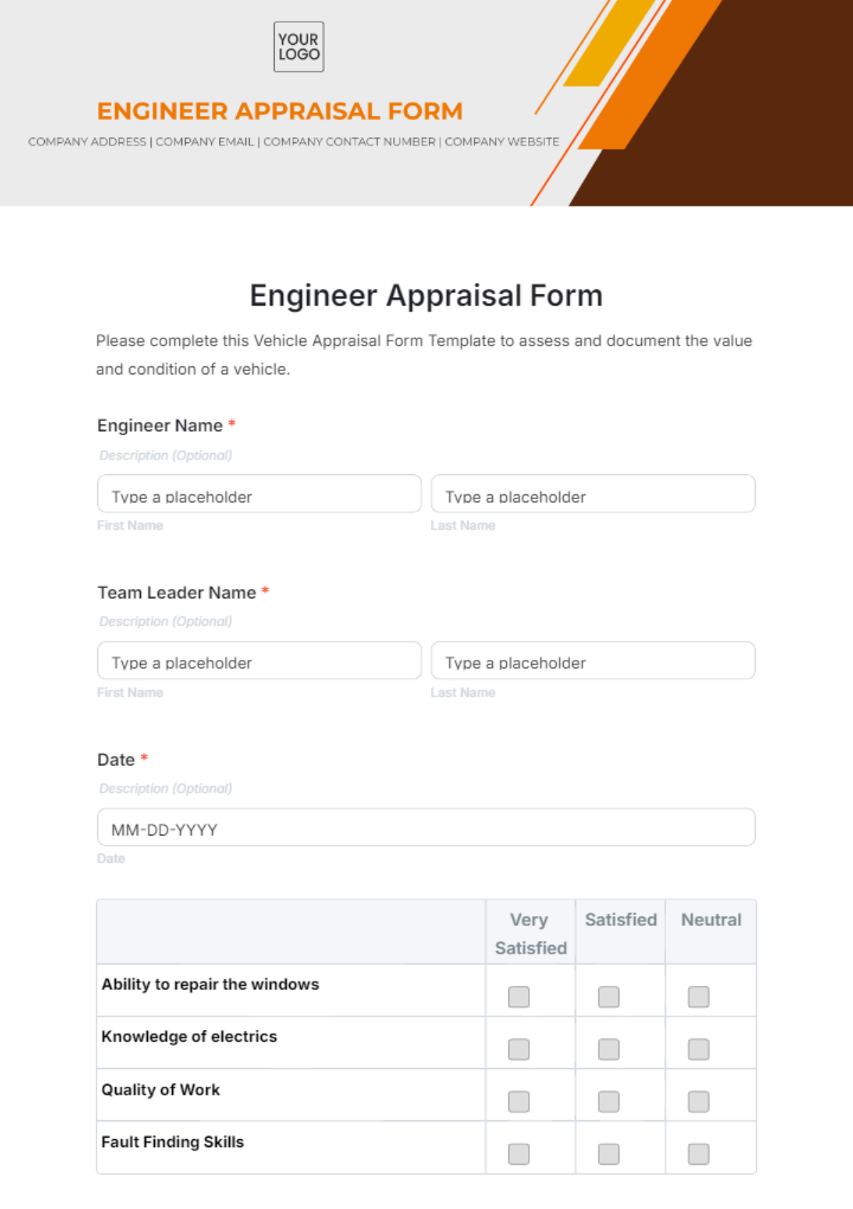 Free Engineer Appraisal Form Template