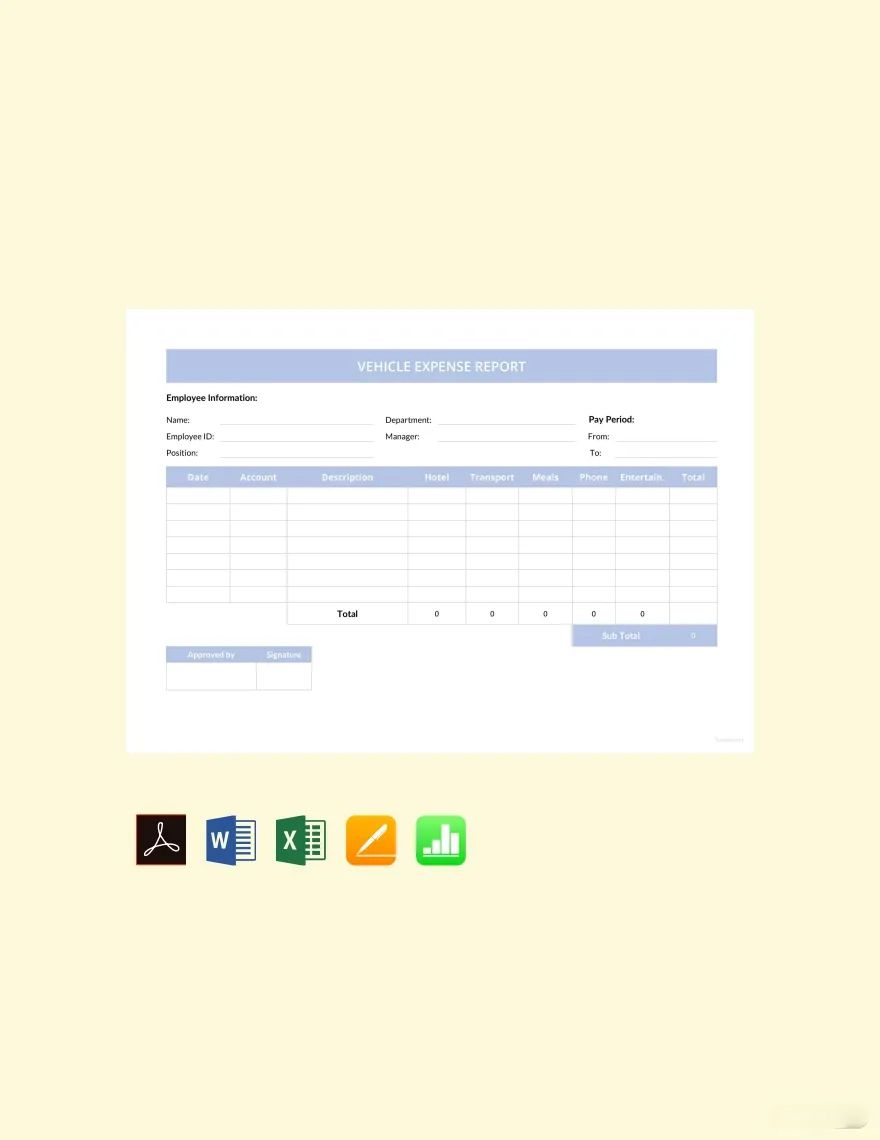 Vehicle Expense Report Template in Word, Google Docs, Google Sheets, Apple Pages