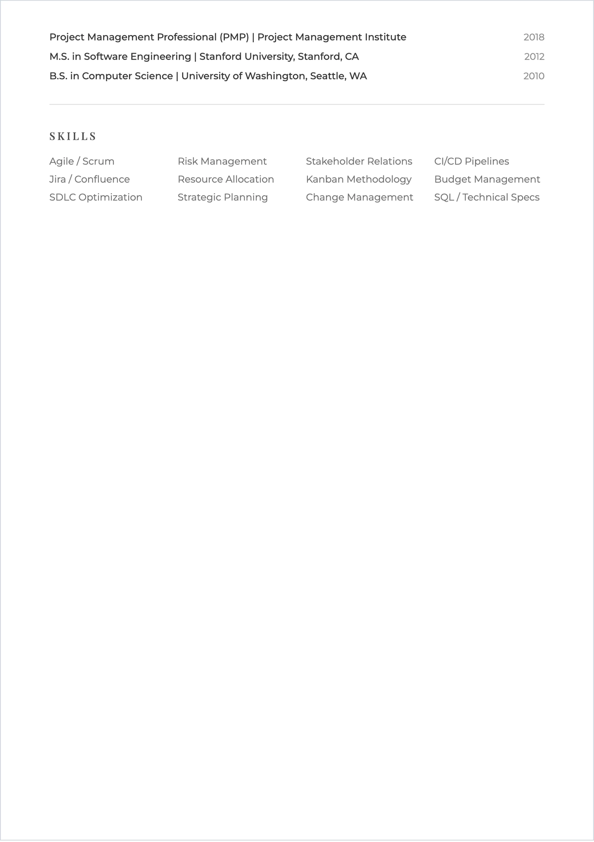 Free ATS Resume Template to Edit Online