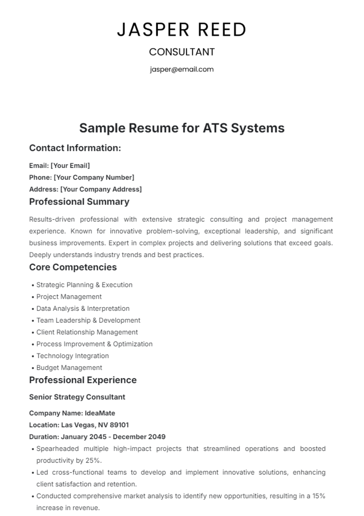 Free ATS Resume Templates To Edit Online And Download