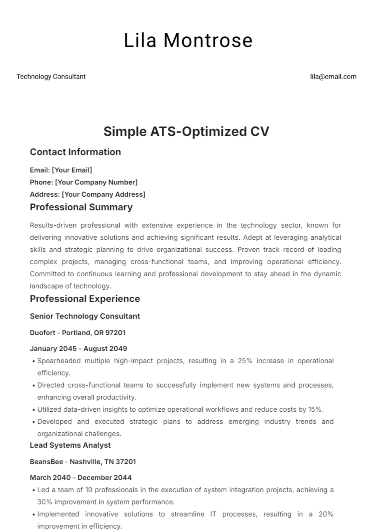 Free Simple CV Templates To Edit Online And Download Free Simple CV Templates To Edit Online And Download