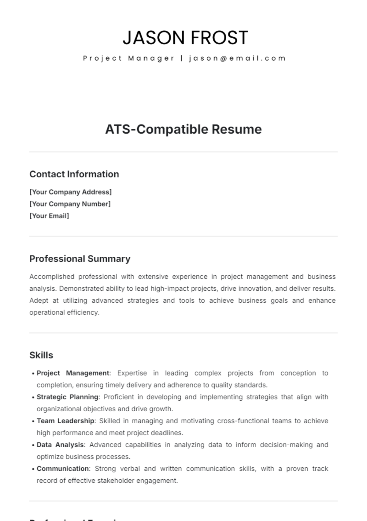 Free ATS Resume Templates To Edit Online And Download