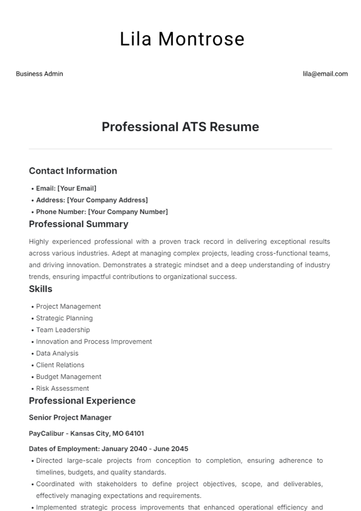 Free ATS Resume Templates To Edit Online And Download
