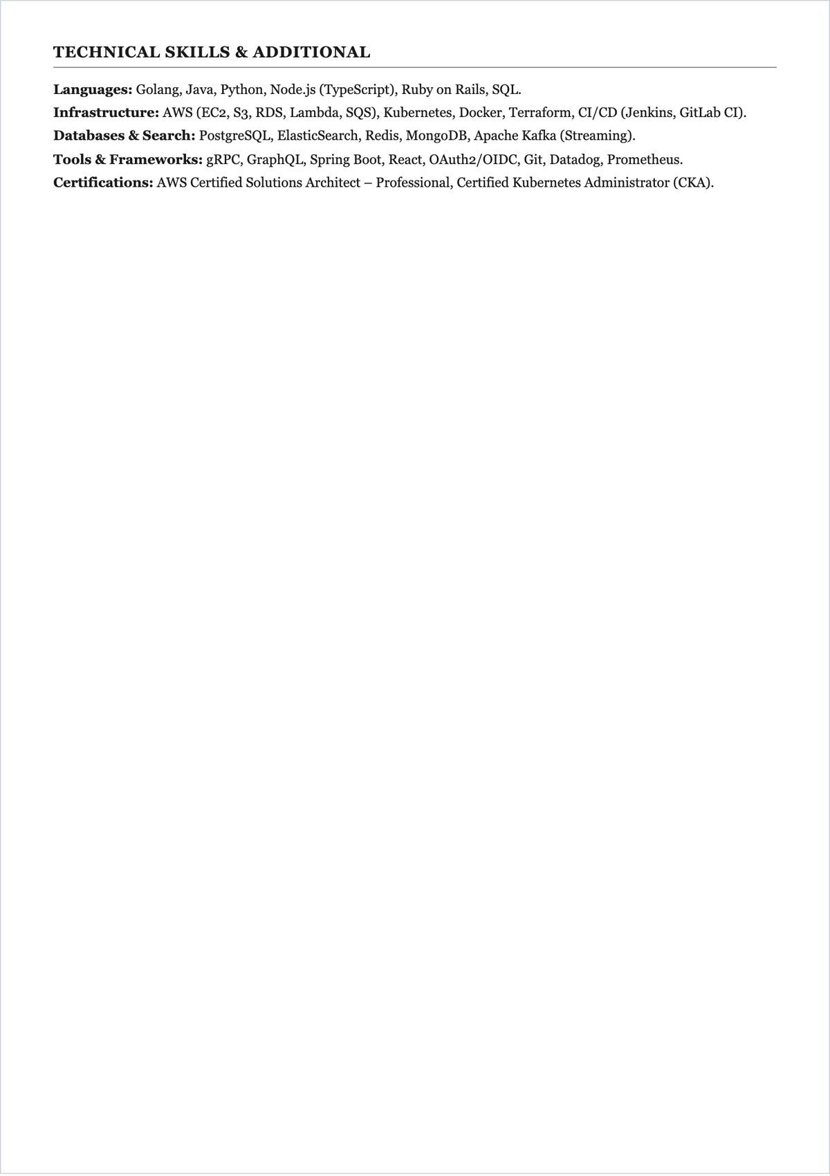 Free Resume for ATS Software Template to Edit Online