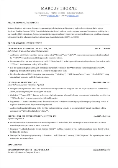 Free Resume for ATS Software Template to Edit Online