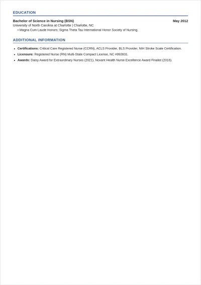 Free ATS Resume for Healthcare Professionals Template to Edit Online