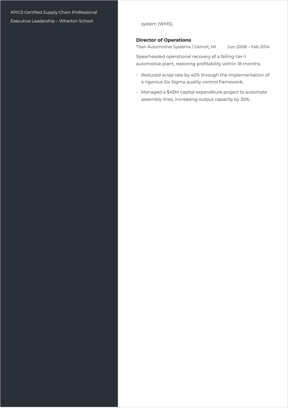 Free ATS-Friendly Format for Leadership Roles Template to Edit Online