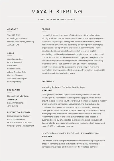 Free ATS-Friendly Resume ATS Template for College Students