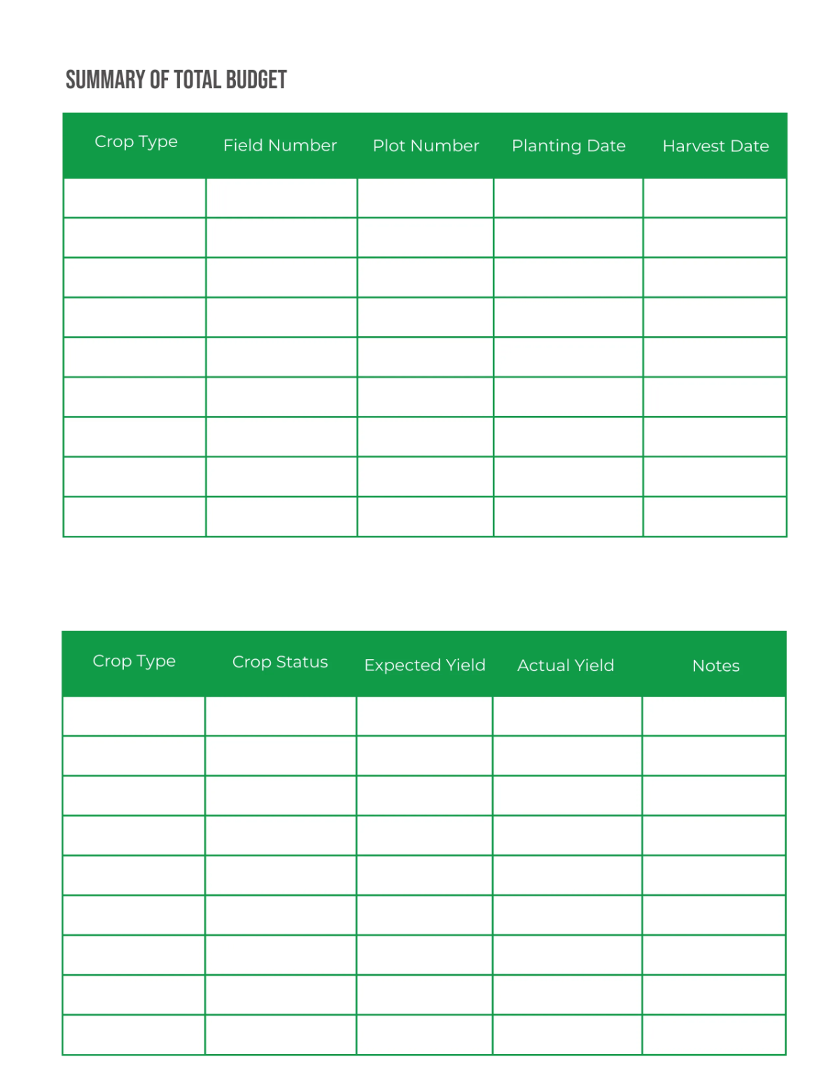 Free Agriculture Planner Template to Edit Online