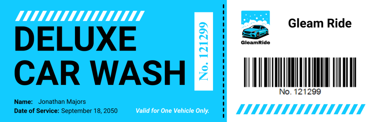 Car Wash Ticket Template - Edit Online & Download