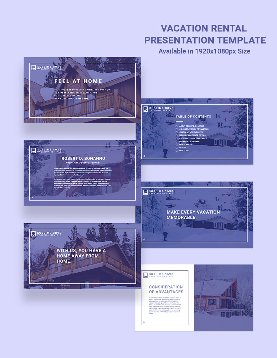 Vacation Rental Presentation Template in Word Publisher InDesign