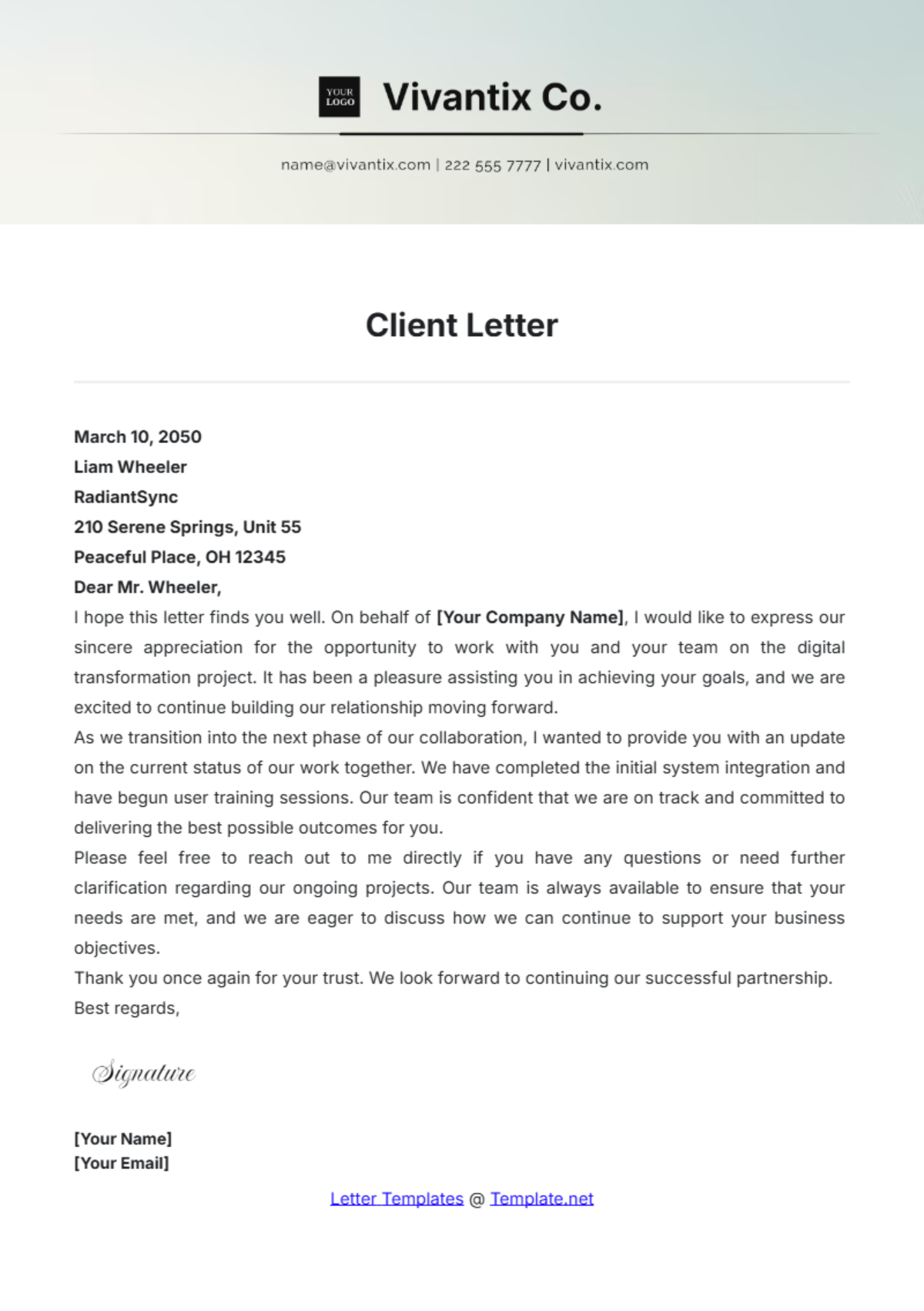 Client Letter Template - Edit Online & Download