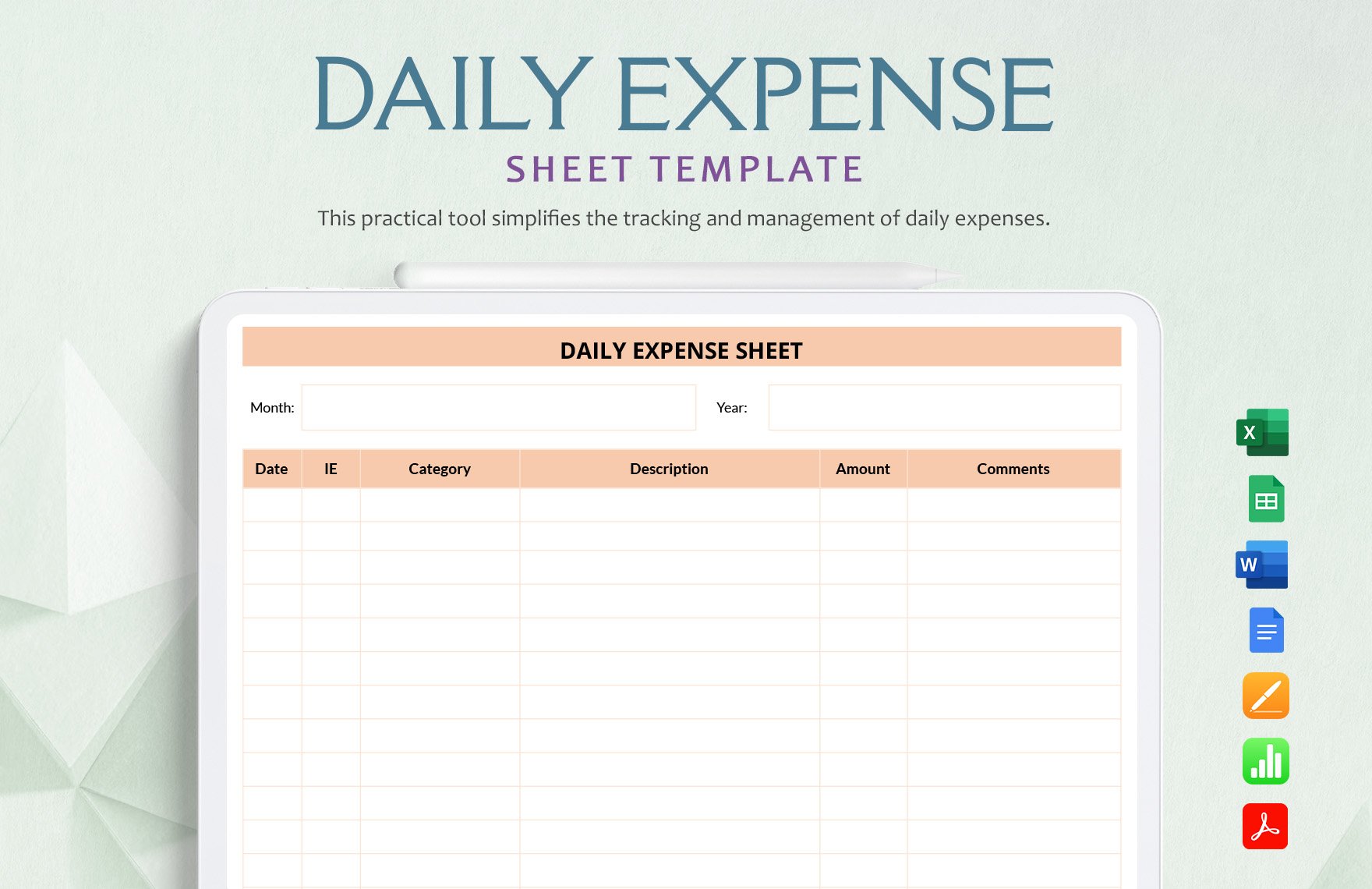 Daily Expense Sheet Template in Word, Google Docs, Excel, PDF, Google Sheets, Apple Pages, Apple Numbers