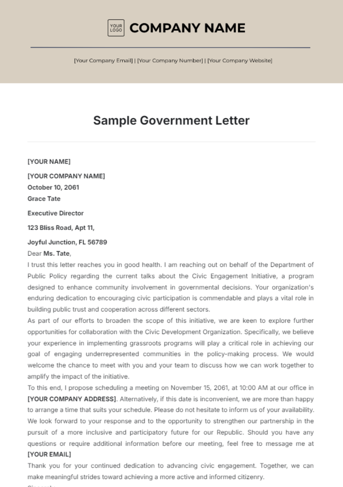 Sample Government Letter Template - Edit Online & Download