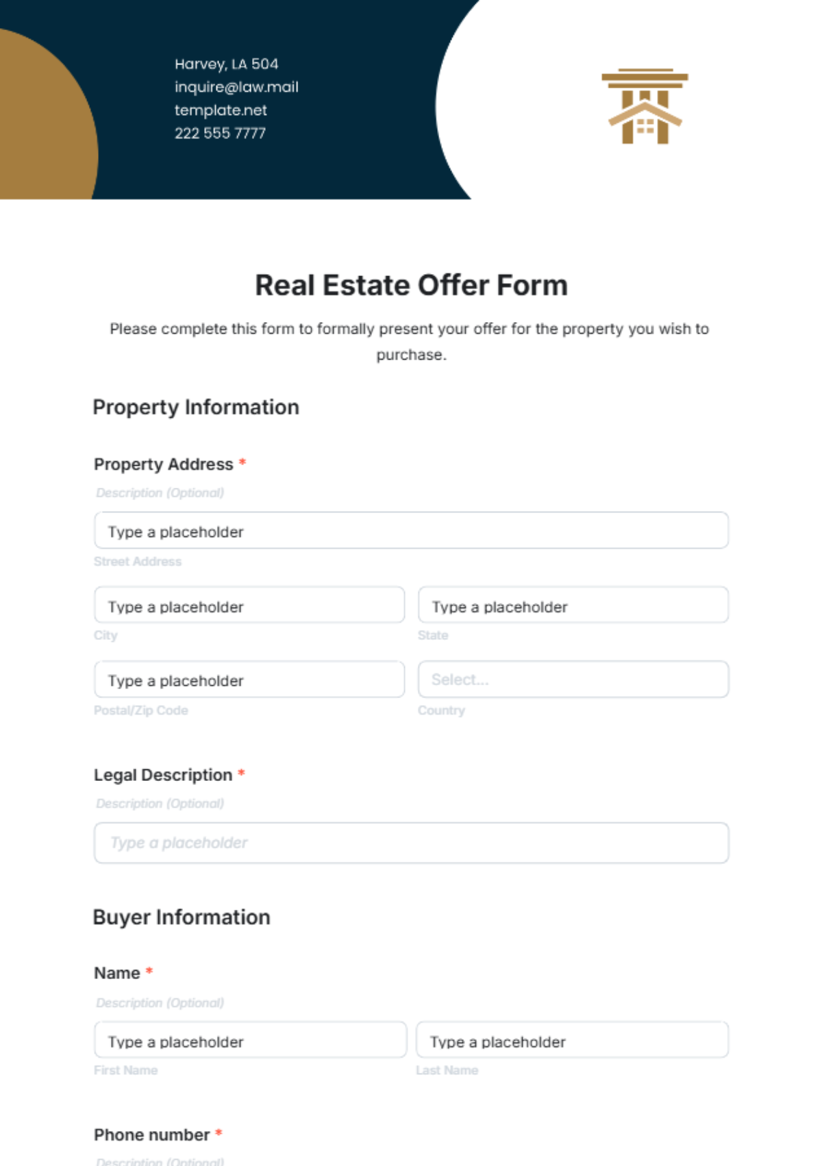 Real Estate Offer Form Template - Edit Online & Download