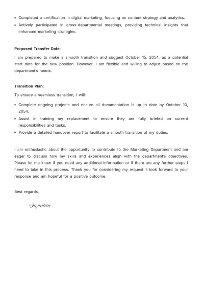 Free Department Transfer of Employee Letter Template to Edit Online