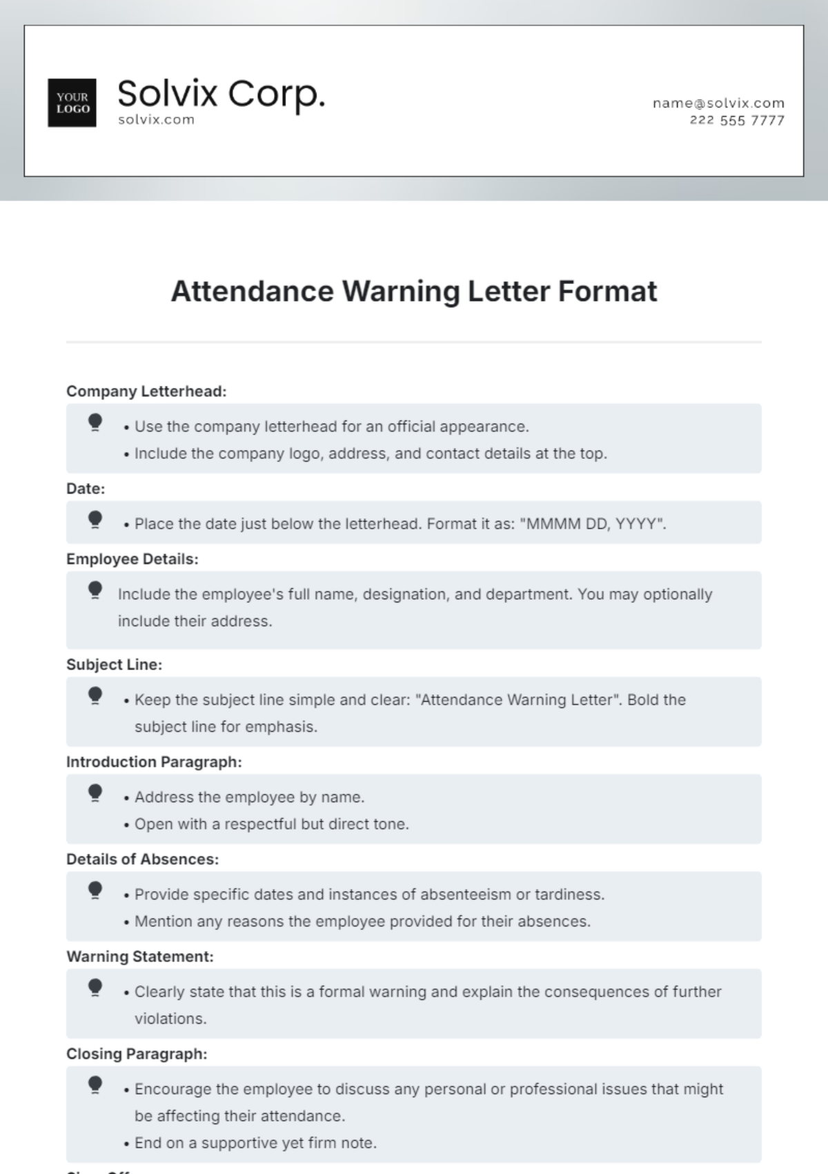 Attendance Warning Letter Format Template - Edit Online & Download