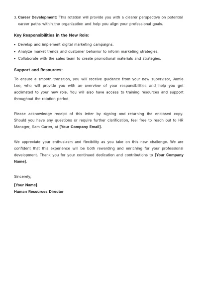Free Job Employee Rotation Letter Template to Edit Online