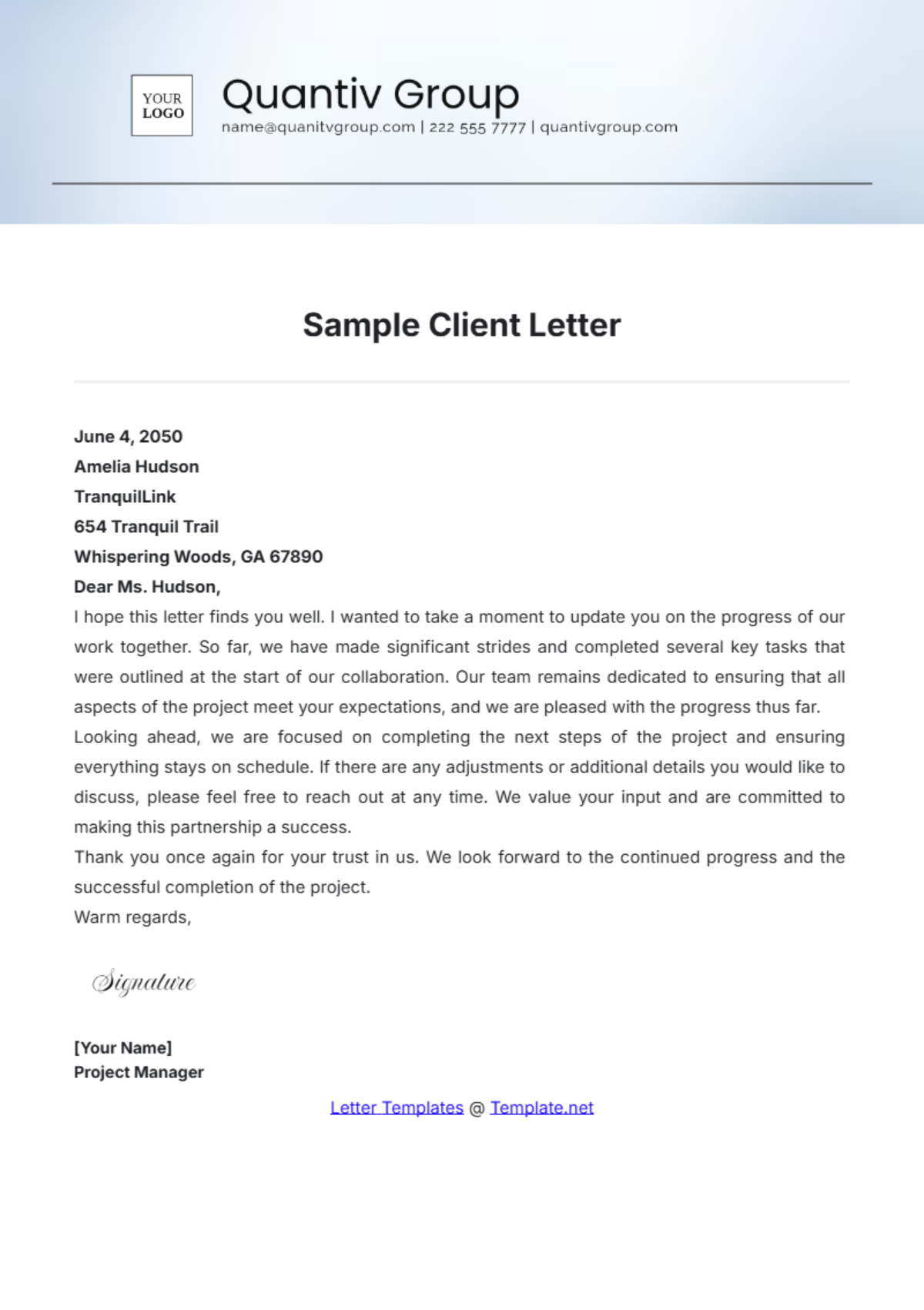 Sample Client Letter Template - Edit Online & Download