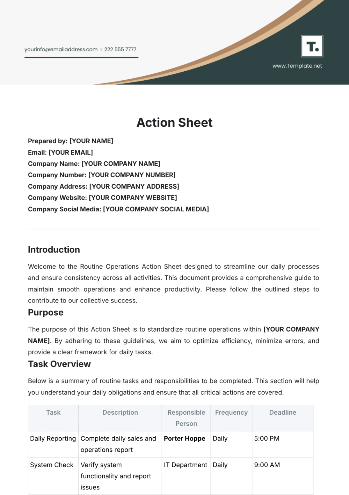 Action Sheet Template - Edit Online & Download