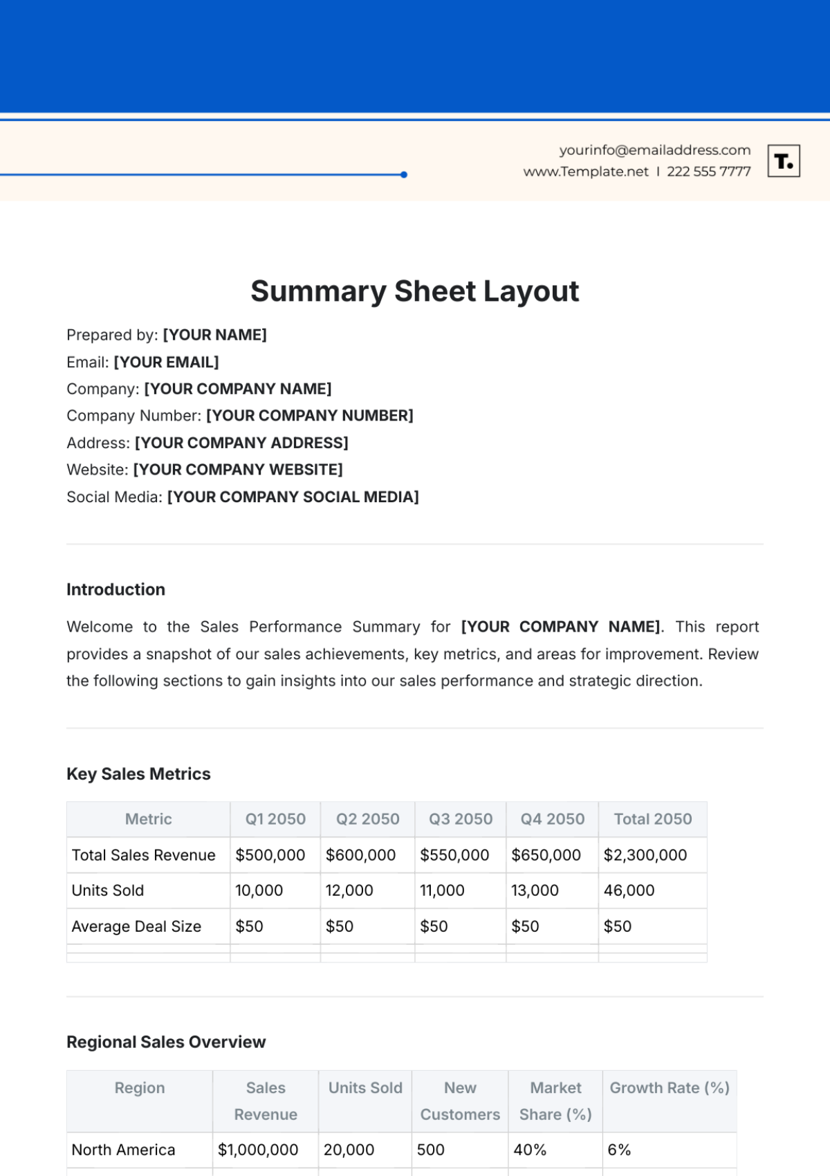 Summary Sheet Layout Template - Edit Online & Download