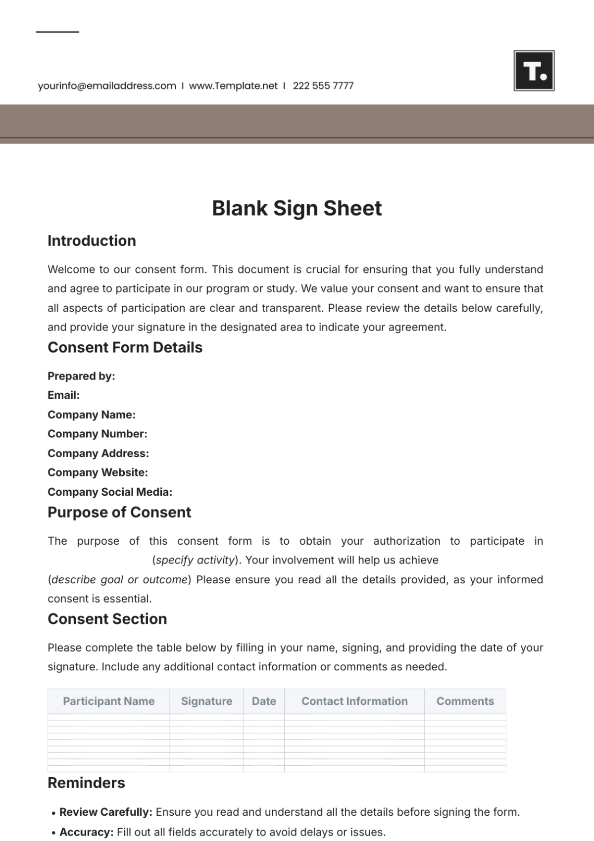 Blank Sign Sheet Template - Edit Online & Download