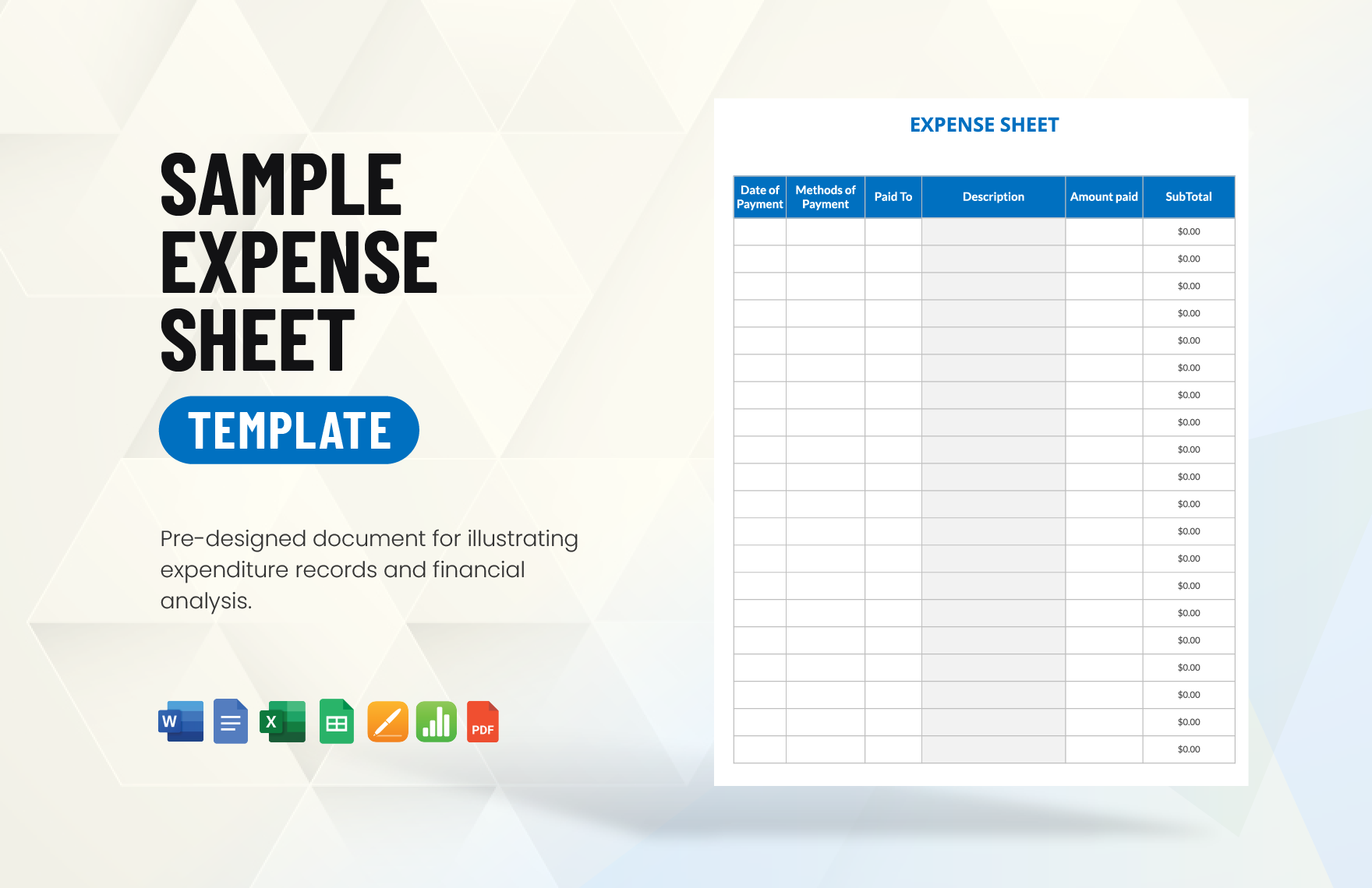 Sample Expense Sheet Template