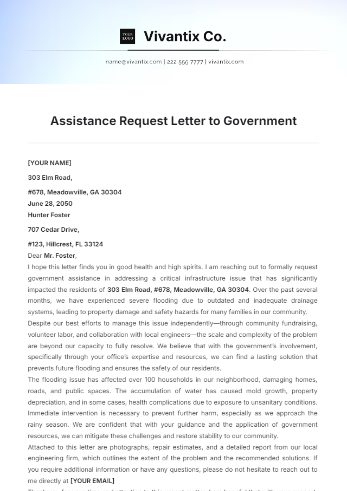 Free Assistance Request Letter to Government Template - Edit Online ...