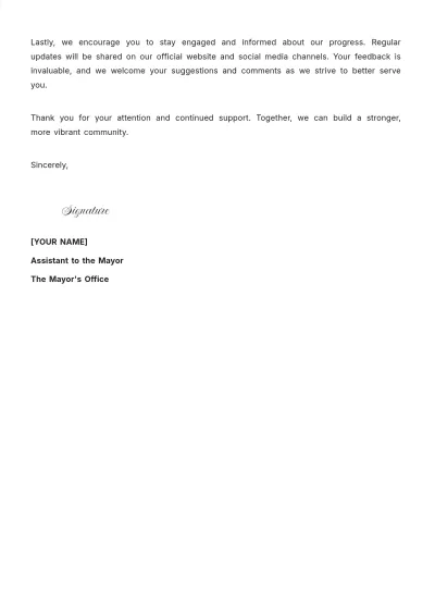 Free Mayor's Assitant Letter Design Template to Edit Online