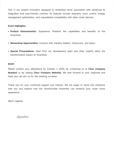Free Product Launch Event  Letter Template to Edit Online