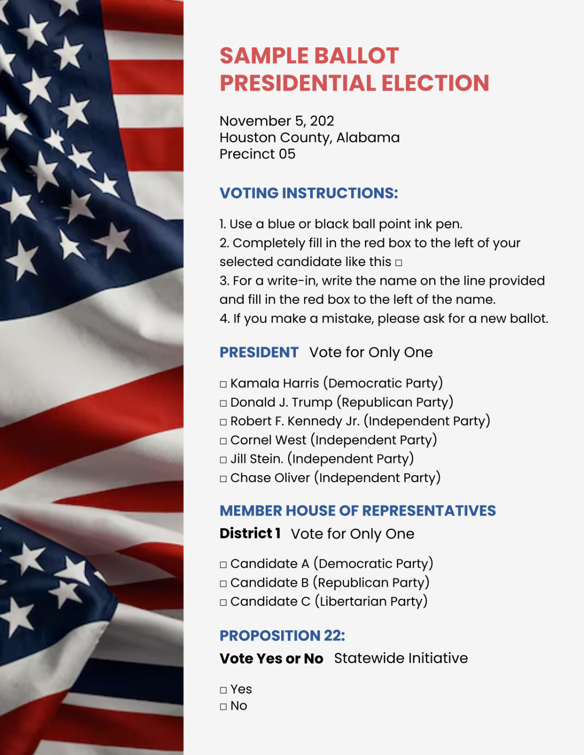 US Election Ballot