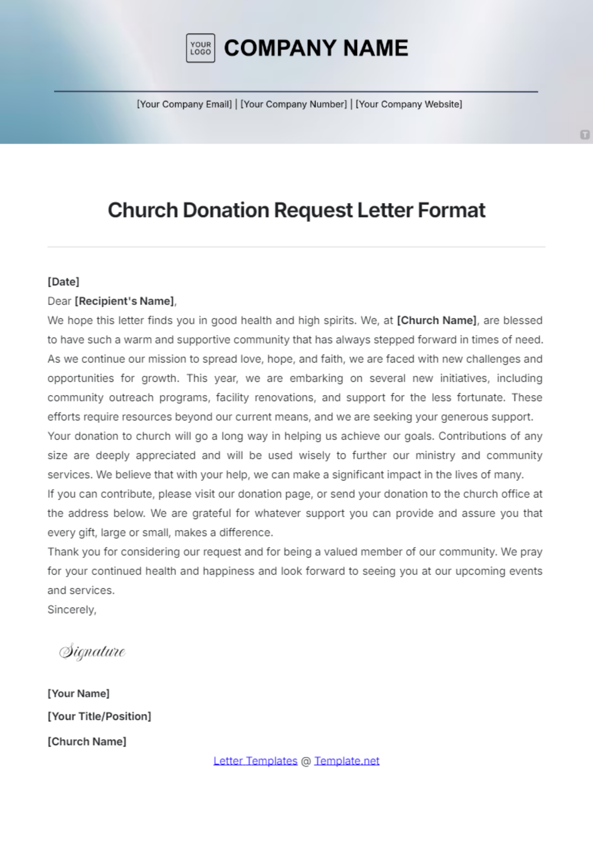 Church Donation Request Letter Format Template - Edit Online & Download