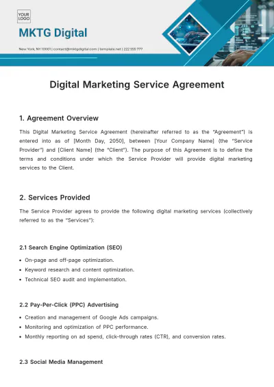 Free Digital Marketing Service Agreement Template to Edit Online