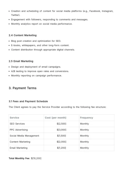 Free Digital Marketing Service Agreement Template to Edit Online