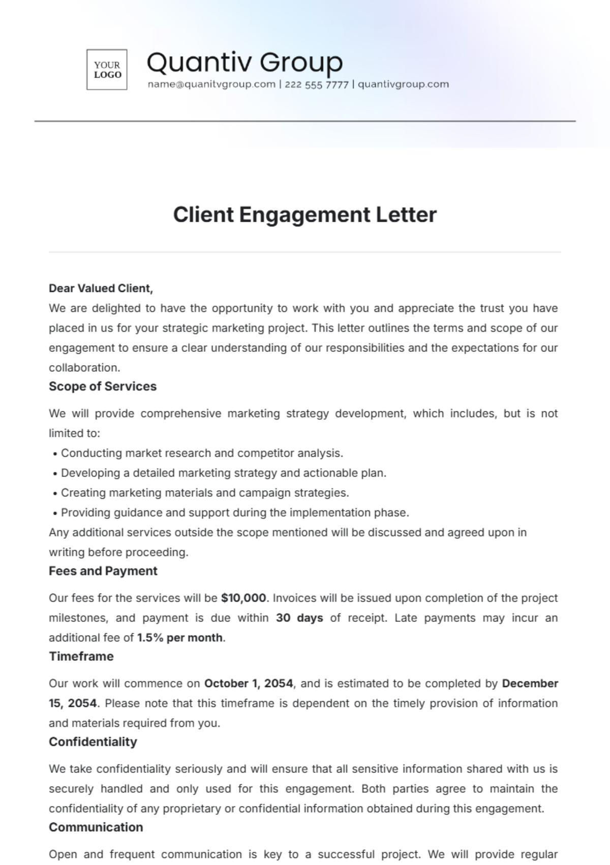 Client Engagement Letter Template - Edit Online & Download